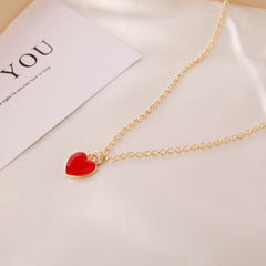 Flashy Heart - Cute Heart Gold Single Layer Chain