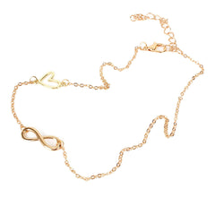 Glitzy Heart - Quirky Infinity and Heart Gold Single Layer Chain