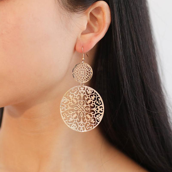 Flaky - Geometric Statement Silver Party Wear Earrings