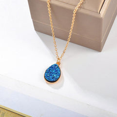 Sparkly Blue - Shiny Blue Drop Gold Single Layer Chain