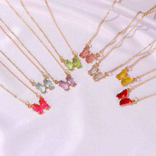 Butterfly Crytz - Crystal Butterfly Gold Single Layer Chain