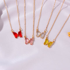 Butterfly Crytz - Crystal Butterfly Gold Single Layer Chain