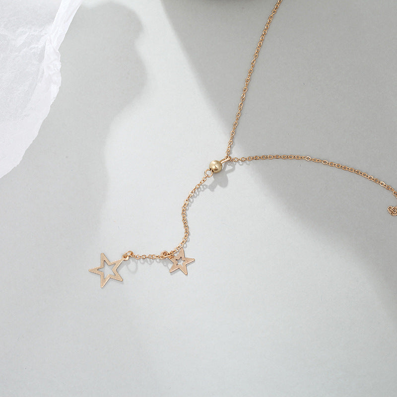 Double Starlet -Cute Double Star Gold Single Layer Chain