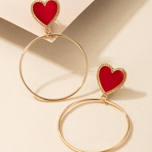 Gleamy Heart - Classy Heart Stud with Gold Hoop Earrings for Women