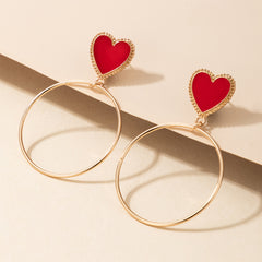 Gleamy Heart - Classy Heart Stud with Gold Hoop Earrings for Women