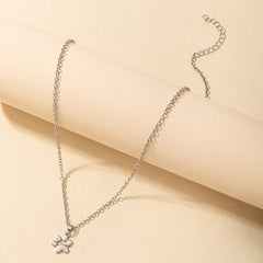 Paw - Cute Little Paw Silver Single Layer Chain