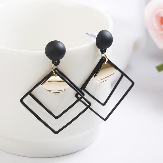 Glitzy Square - Geometric Statement Trendy Party Wear Earrings