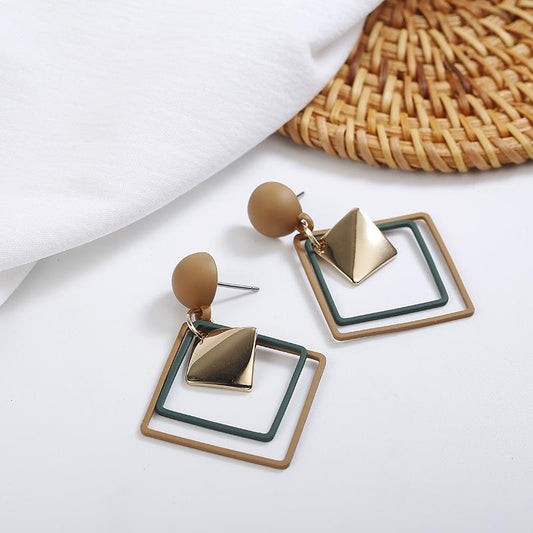 Glitzy Square - Geometric Statement Trendy Party Wear Earrings