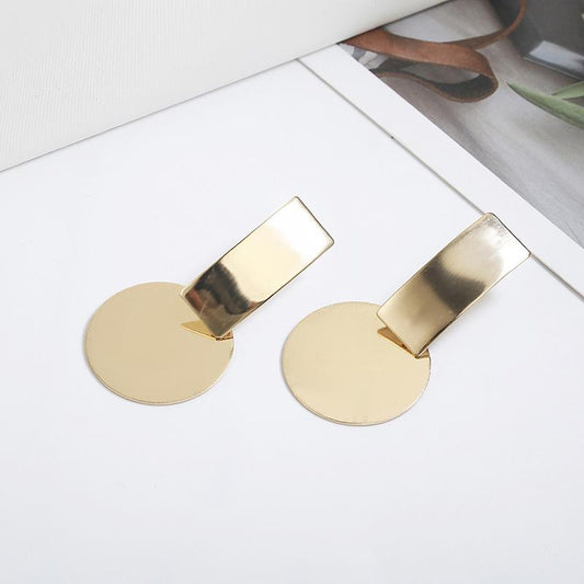 Trendy Statement Gold Disc Earrings