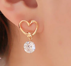 Korean Heart Entangled with Diamond Drop Earrings.