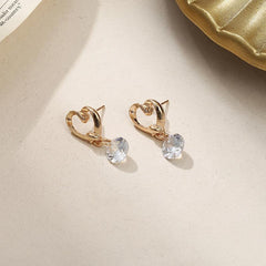 Korean Heart Entangled with Diamond Drop Earrings.