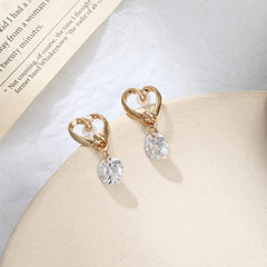 Korean Heart Entangled with Diamond Drop Earrings.