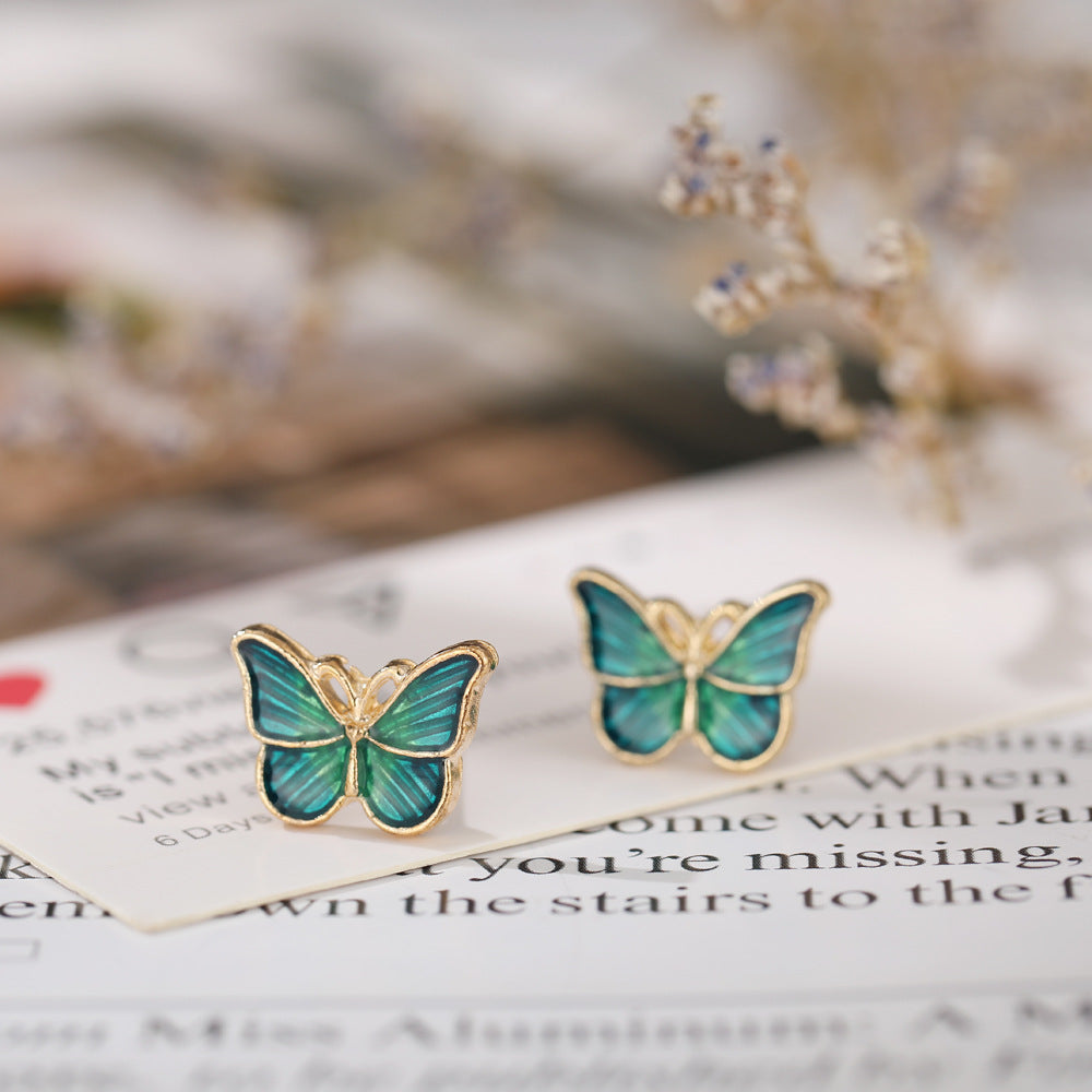 Dally Butterfly - Classy Green Butterfly Stud