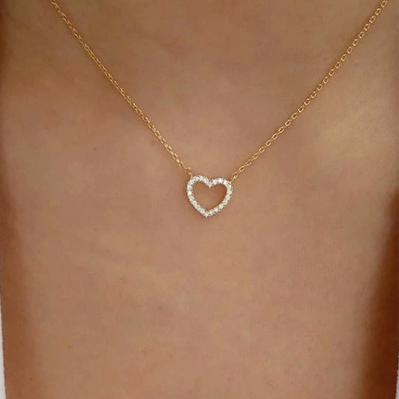 Hearty - Heart Pendant embellished with Stone, Gold Single Layer Chain.