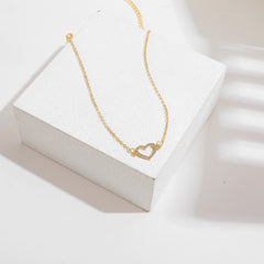 Hearty - Heart Pendant embellished with Stone, Gold Single Layer Chain.