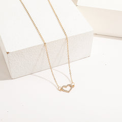 Hearty - Heart Pendant embellished with Stone, Gold Single Layer Chain.