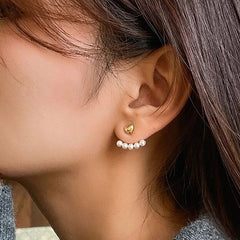 Korean Heart Alloy Earring with Pearl