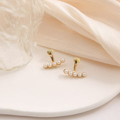 Korean Heart Alloy Earring with Pearl