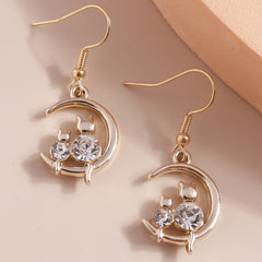 Dazzling Cat Embellished Earrings