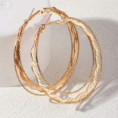 Elegant Korean Gold Hoop Earrings for Women, Retro Style