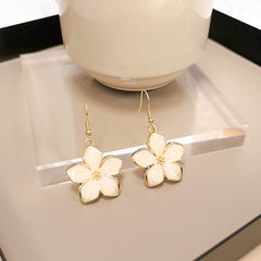 Glossy White Pretty Flower Hanging for Women, Korean Style Earrings