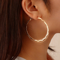 Elegant Korean Gold Hoop Earrings for Women, Retro Style