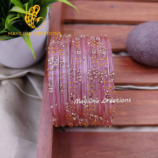 Onion Pink Gauri - Minimal Designer Glass Bangles