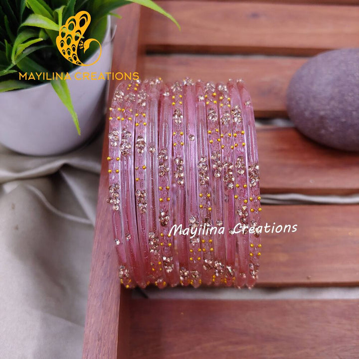 Onion Pink Gauri - Minimal Designer Glass Bangles