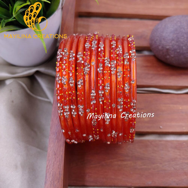 Orange Gauri - Minimal Designer Glass Bangles