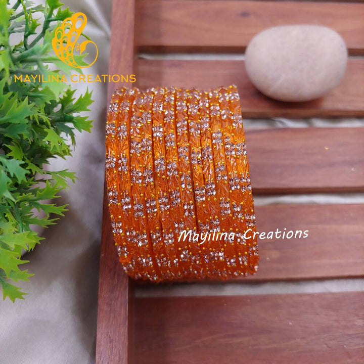 Orange Malar - Designer Flower Pattern Bangles