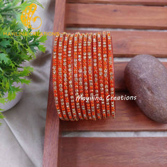 Orange Stone Chain Glass Bangles