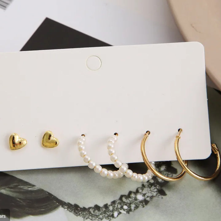 Pack of 3 - Gold Minimalist Earrings Combo-0
