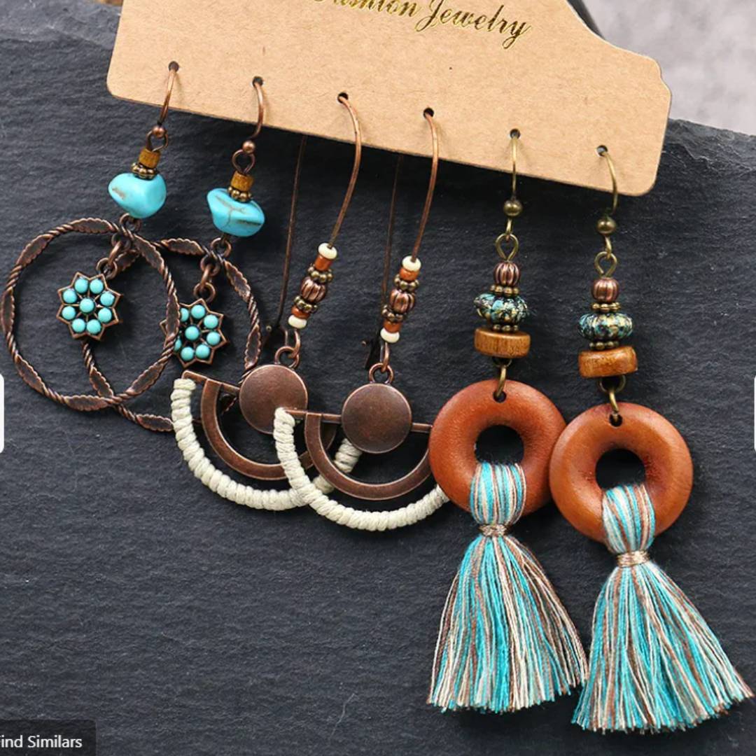 Pack of 3 Earrings - Bohemian Statement Earrings Set