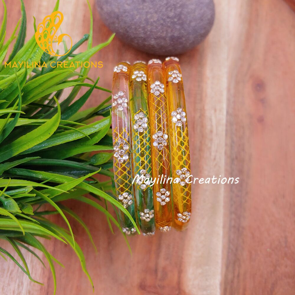 Pastel multicolor Glass Kada Bangles - Sita (Set of 4 Bangles)