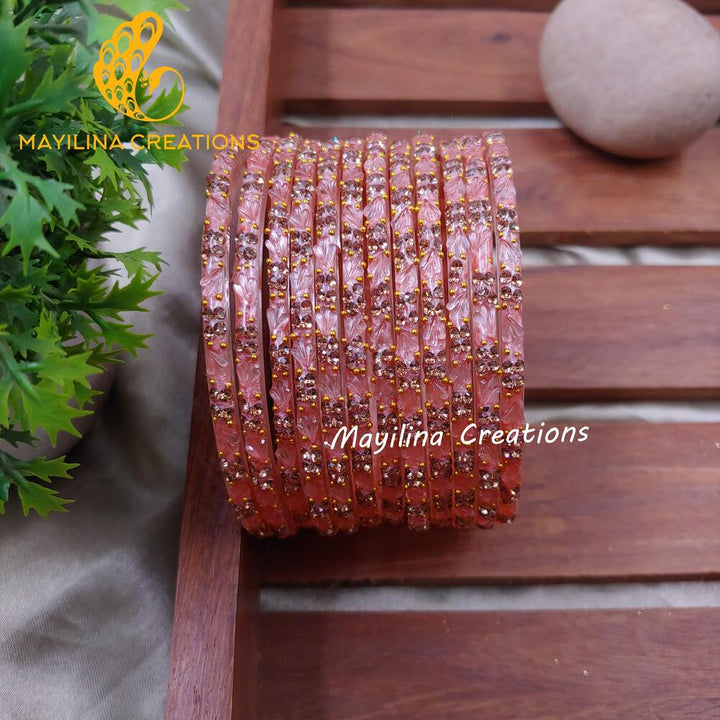 Peach Malar - Designer Flower Pattern Bangles