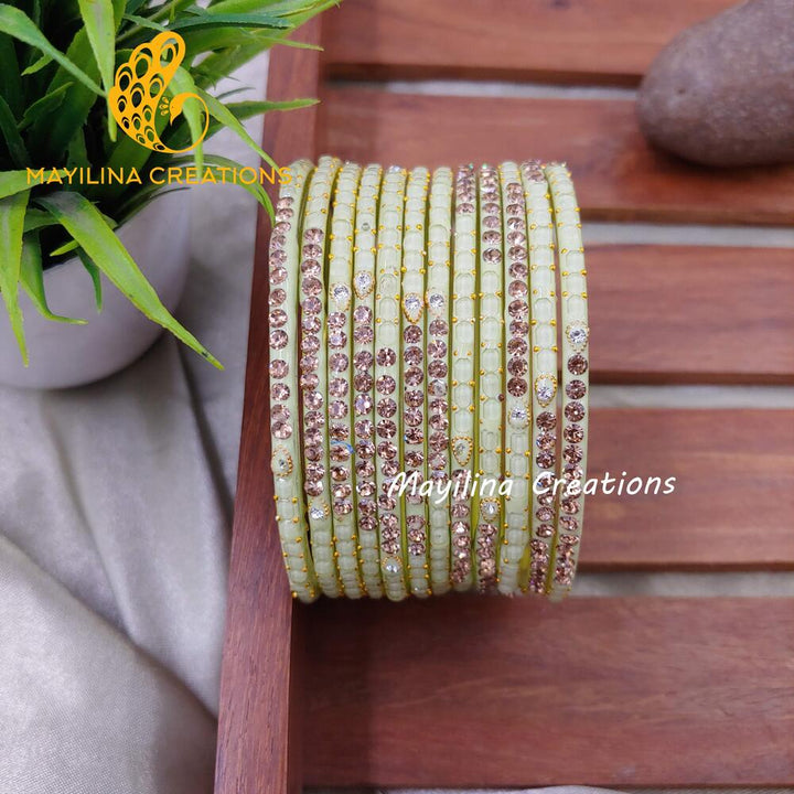 Pista Green Laila - Designer Glass Bangles