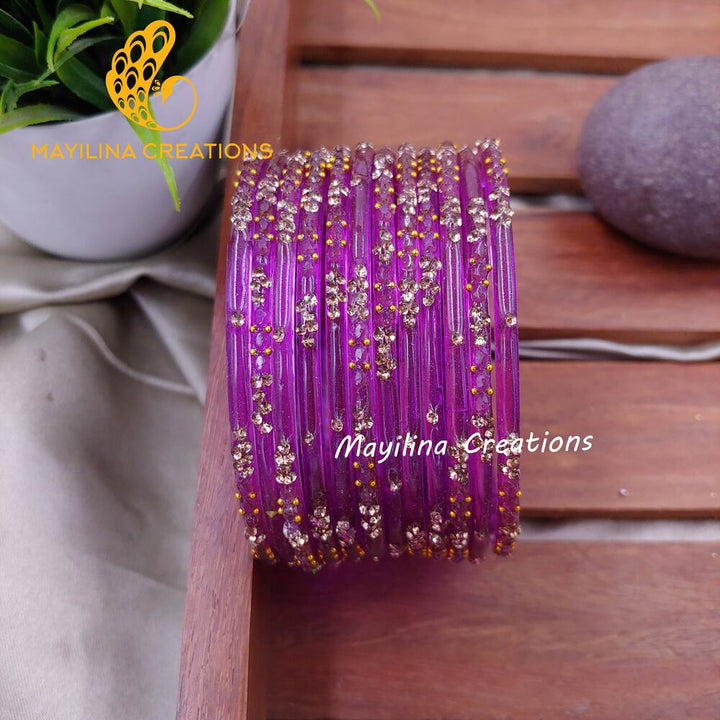 Purple Gauri - Minimal Designer Glass Bangles