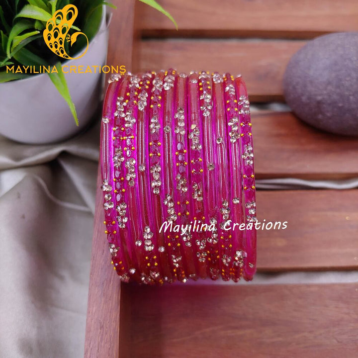 Rani Pink Gauri - Minimal Designer Glass Bangles