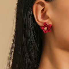 Red Camellia - Flower Earrings for Girls and Women, Floral Style Earrings