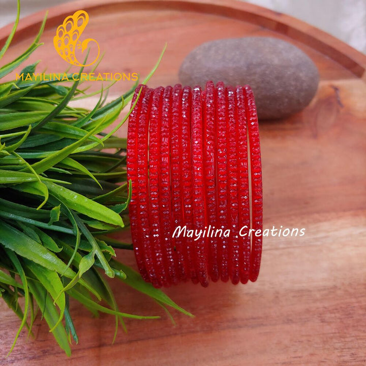 Red Crystal Cut Glass Bangles