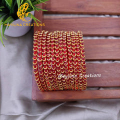 Red Illampirai Crystal Glass Bangles 