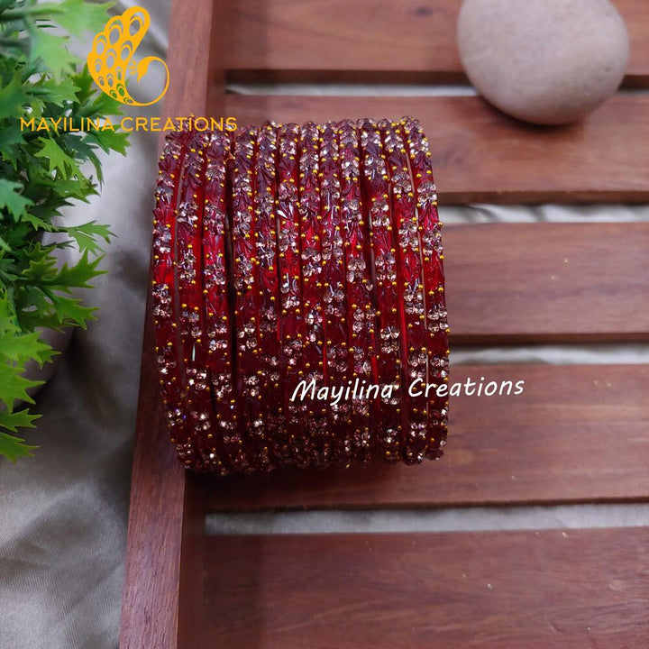Red Malar - Designer Flower Pattern Bangles