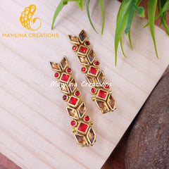 Red Square Kundan Alligator Clip - Medium Size (Set of 2)