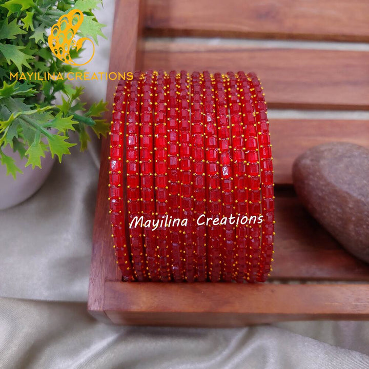 Red Tube Cut Glass bangles
