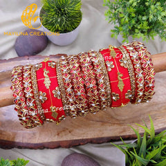 Sanila -  Elegant Kundan Bridal Silk Thread Bangles