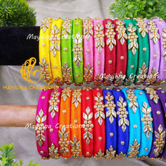 Silk Thread Bangles for Return Gits for Wedding, Baby Shower, Navratri, Pooja, House Warming and Haldi Functions A