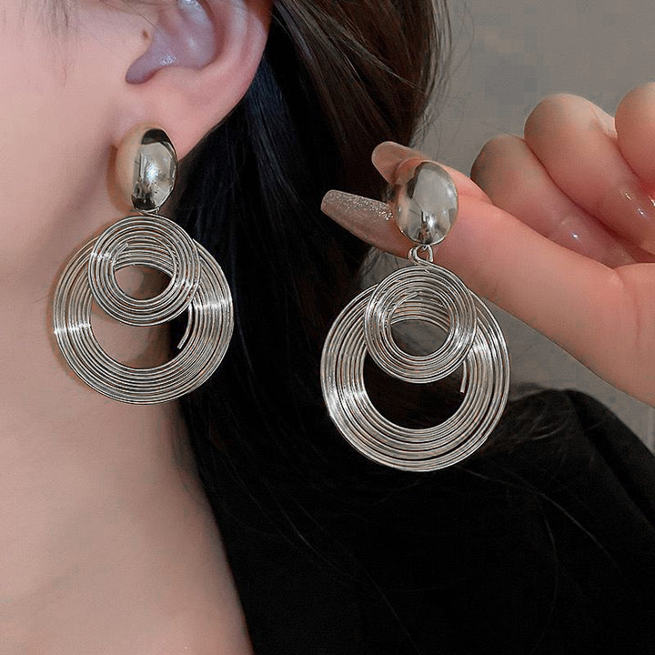 Silver Concentric Earrings - Bold and Stylish Earrings