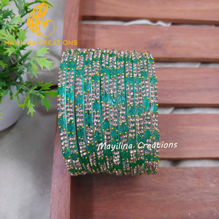 Teal Malar - Designer Flower Pattern Bangles