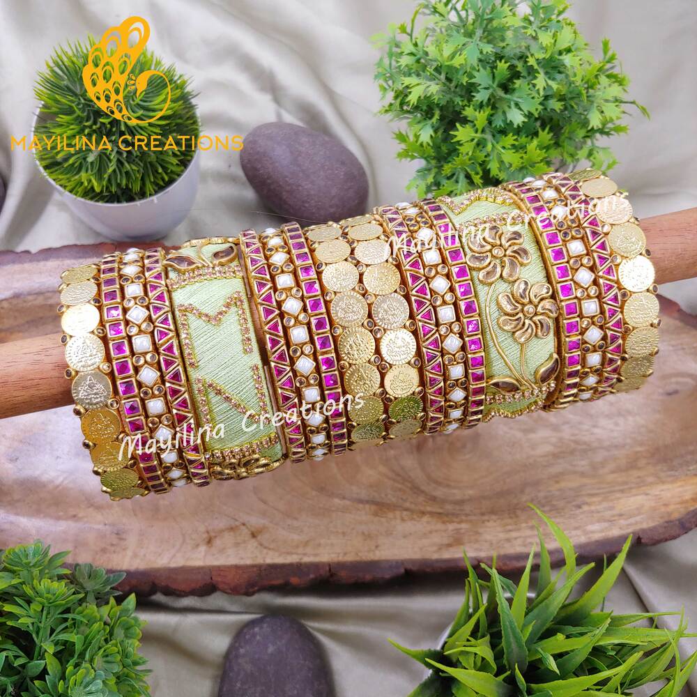 Thaara - Personalized Silk Thread Bridal Bangles with Initials