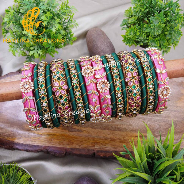 Tharika - Elegant Kundan Bridal Silk Thread Bangles